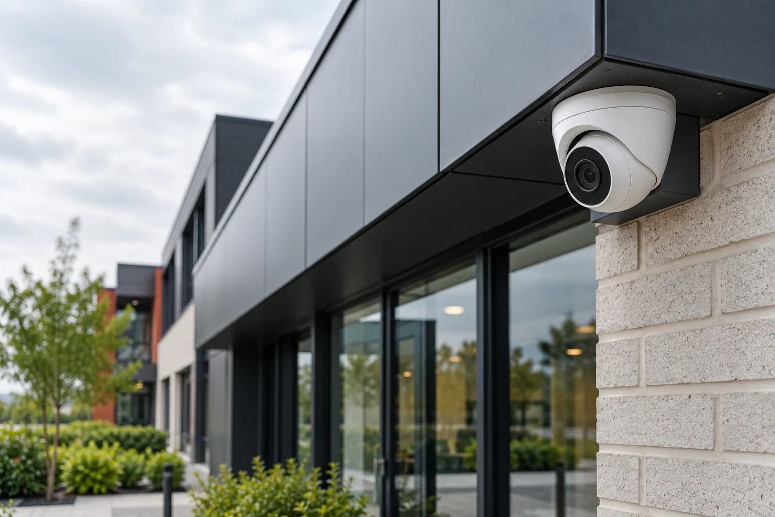 Illustrative CCTV camera at a commercial building